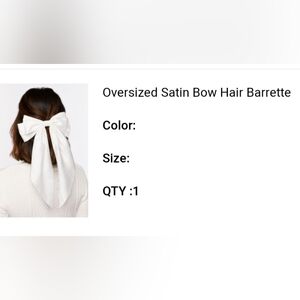 Forever 21 oversized satin bow hair barrette in white